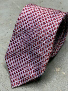 Altea Milano Tie 100% Silk Made in Italy Woven Geometric Pink 3.5"